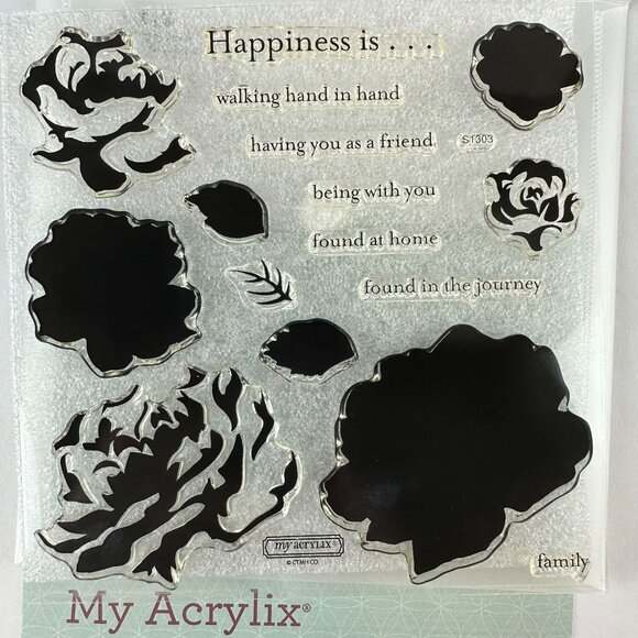 My Acrylix S1303 Floral Happiness Stamp Of The Month - Picture 1 of 3